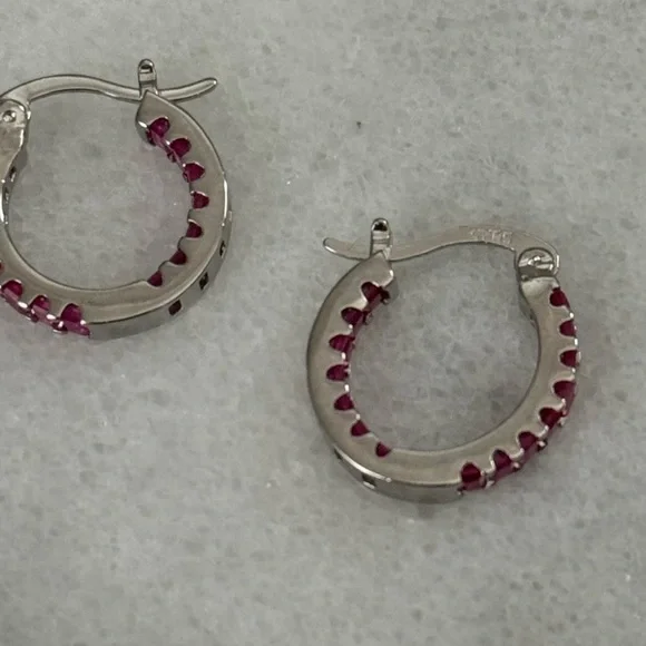 Sterling Silver Princess Pink Crystal Hoop Earrings
Brand New - Picture 3 of 5